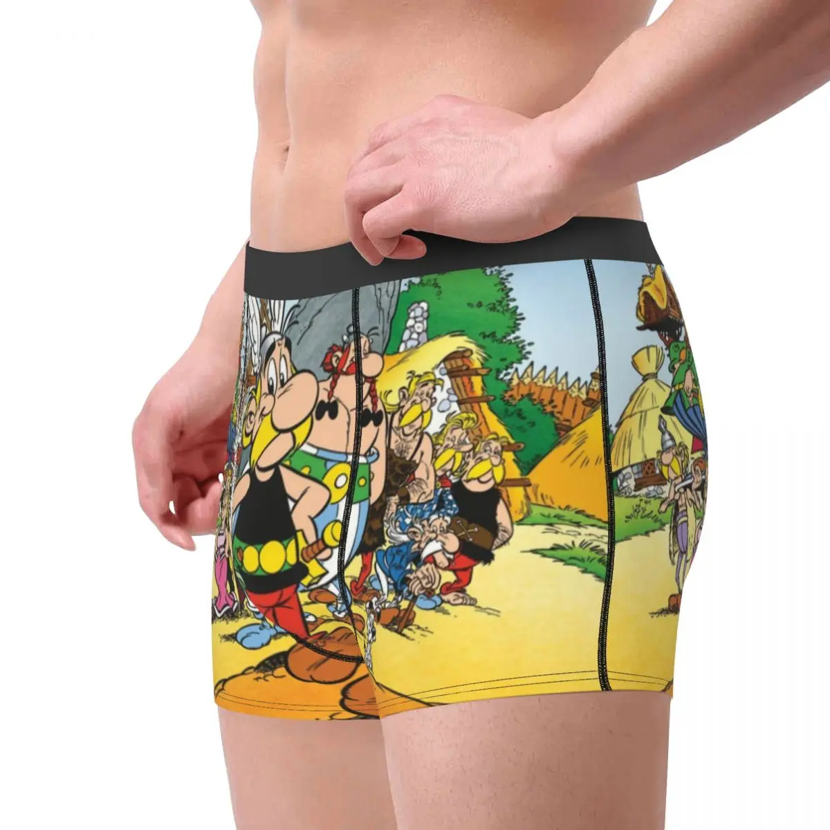 Anime Asterix And Obelix Underwear Men Stretch Anime Cartoon Getafix Boxer Briefs Shorts Panties Soft Underpants For Male