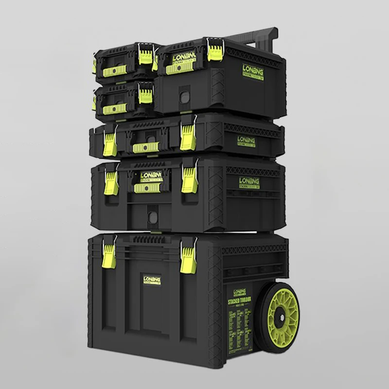 

Stackable Tool Case Set Multifunctional Adjustable Waterproof Toolbox Combination Large Hard Case Toolbox with Wheel Plastic Box