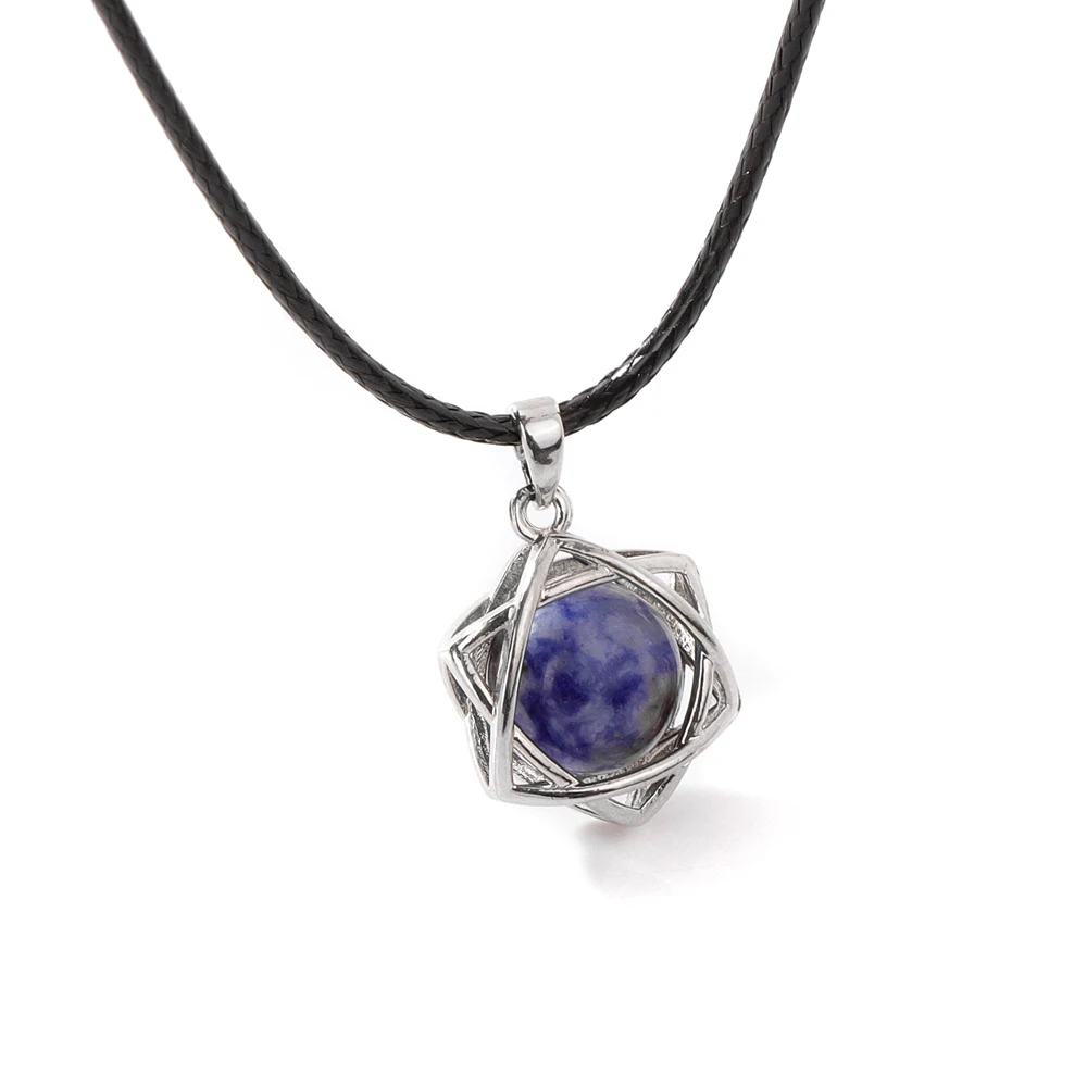 Hexagram Star Hollow Amethysts Necklaces For Women Men Natural Stone Rose Quartzs Green Aventurine Opal Necklace Choker Jewelry image 3