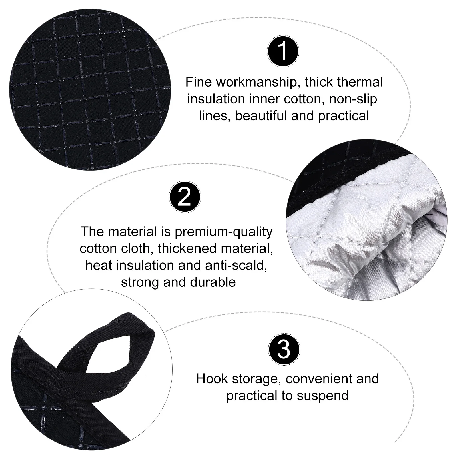 

1 Set Silicone Oven Mitts Heat Resistant Microwave Gloves Anti-Scalding Pot Holder Cotton Lined Non-Slip For Baking Cooking