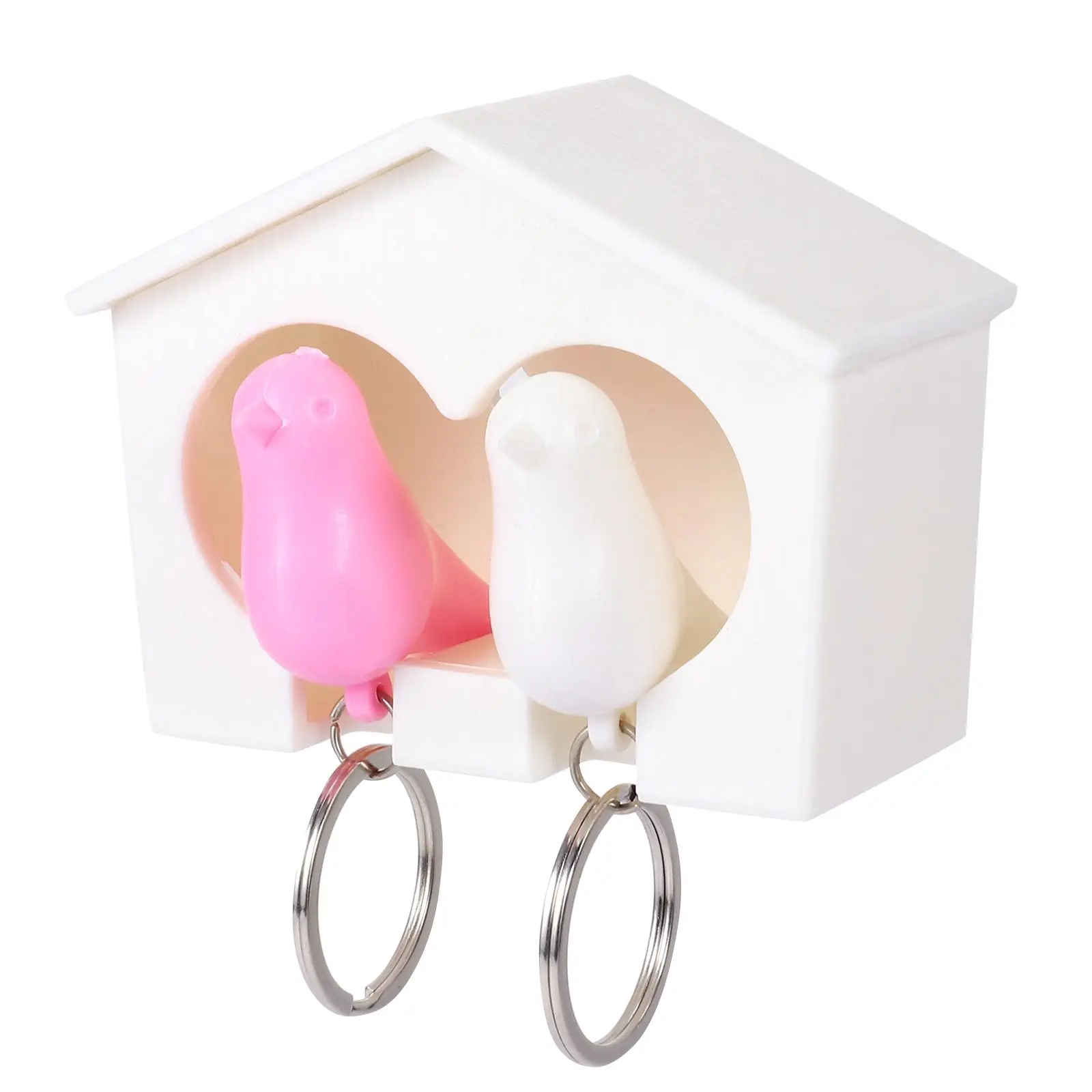 

Couple Bird Plastic Wall Mount Keychain Holder Mount Key Ring Home Decor Holder Wall Decor Storage