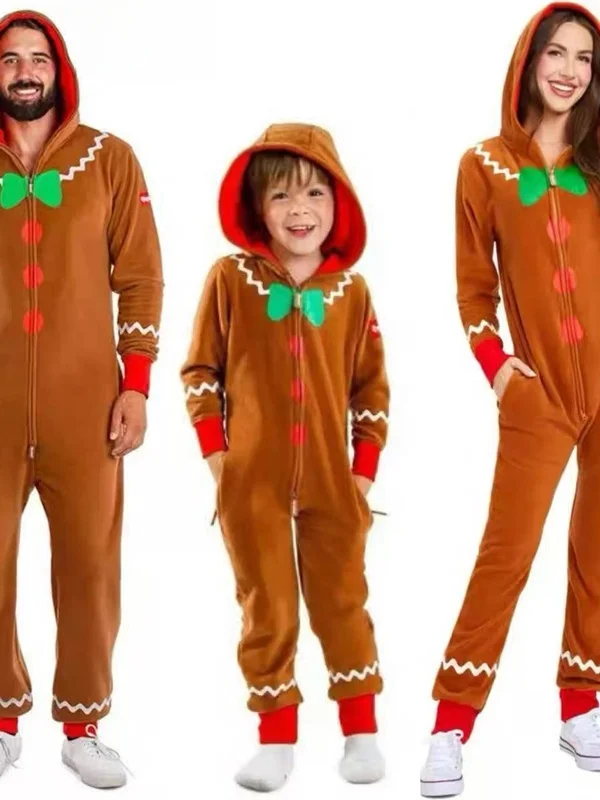 

Cisas Par Cosplay Gingerbread Man Costume Onesie Parent-Child Performance Clothing Polyester Fiber Stage Costume