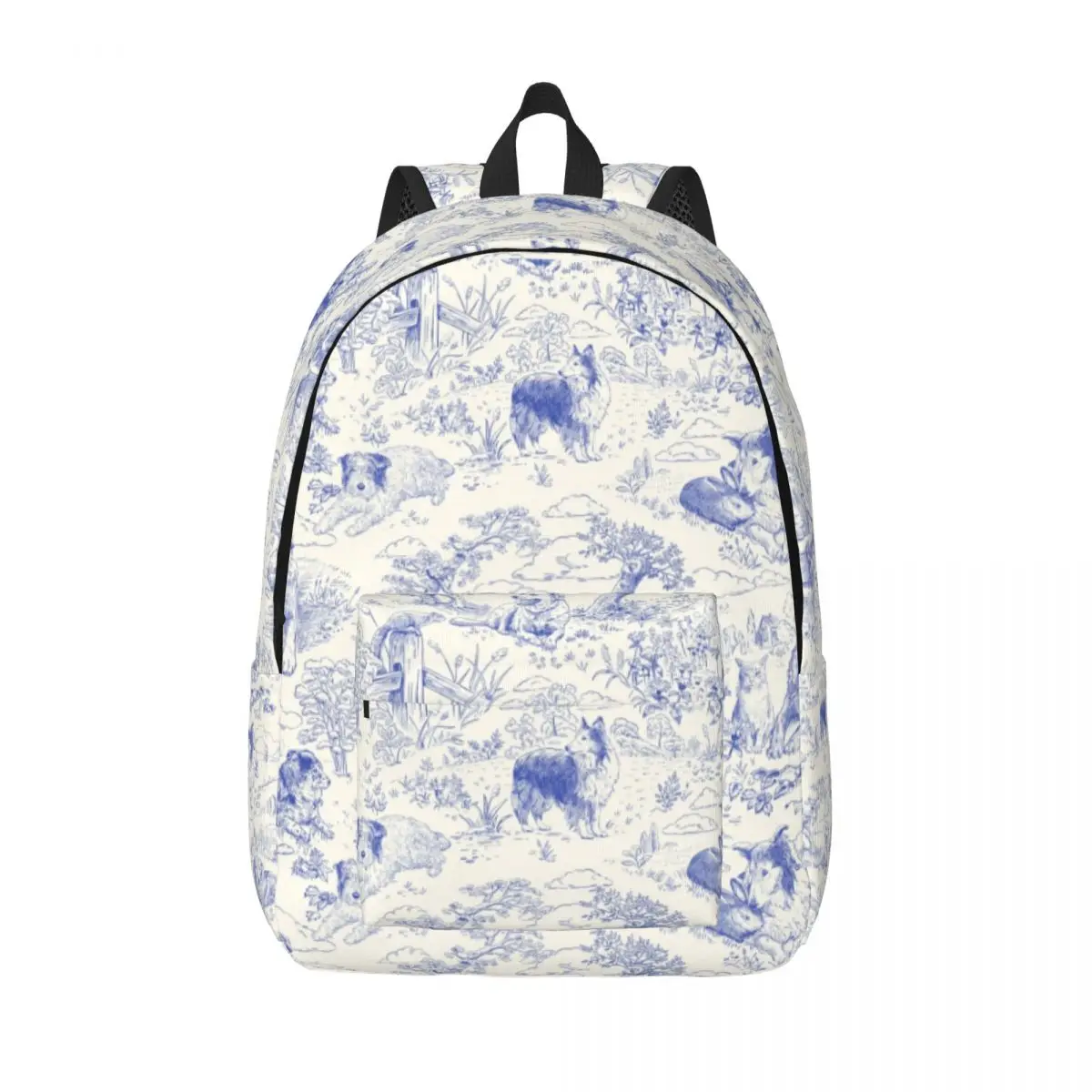 

Холщовый рюкзак Country Dogs Toile De Jouy для женщин и мужчин, базовая сумка для книг для колледжа, школьная сумка-колли и Джек Рассел-терьер