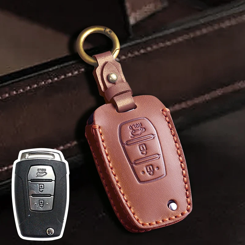 Car Remote Control Leather Key Case Cover For SsangYong Kyron 2 Sanka Actyon Korando Tivoli Fob Key Interior Accessories