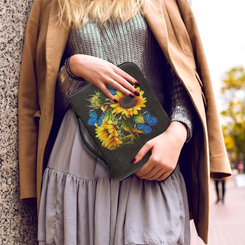 Copertina della bibbia di girasole regali personalizzati per la borsa della bibbia in pelle con stampa del pastore borsa da donna con Design incrociato borsa per libri da donna