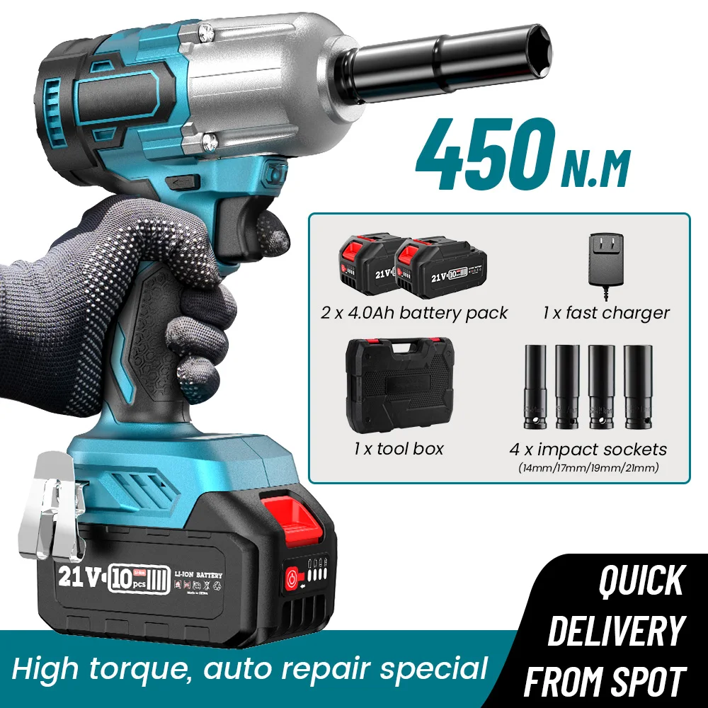 

Seesii 1/2" Cordless Impact Wrench 450Nm High Torque Brushless Impact Gun US Standard 21V Electric Impact Driver Car Tire Change