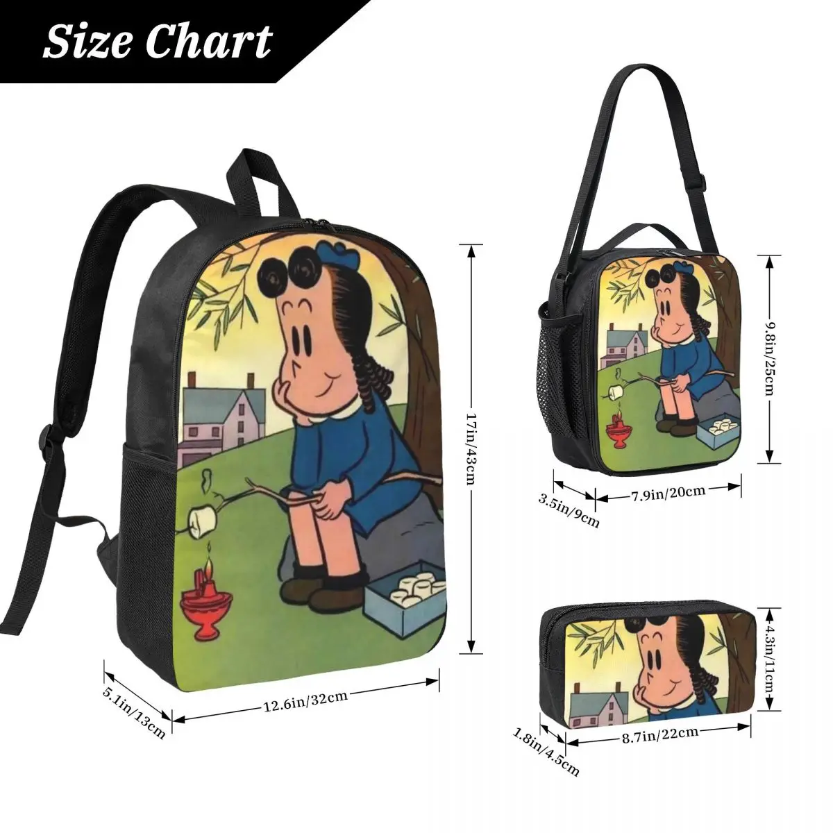 Littles Lulus Kids Backpack Lunch Box Pen Bags for Boys Girls Backpacks Lightweight Schoolbag Bookbag Set