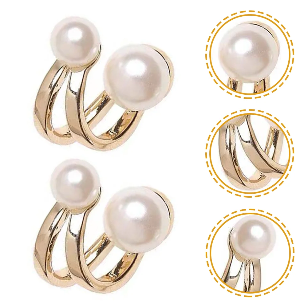 

Pearl Clip Comfortable on Earrings Big Wrapped Cuff Alloy Fake Cuffs Women Non Piercing