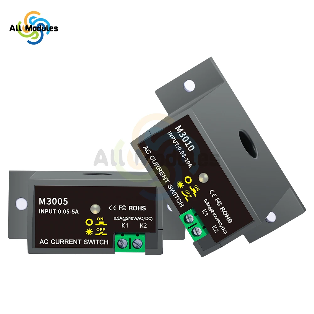 M3005/M3010 Miniature Current Switch Normally Open Amp Sensor Monitoring Relay 0.05~10A Detectable