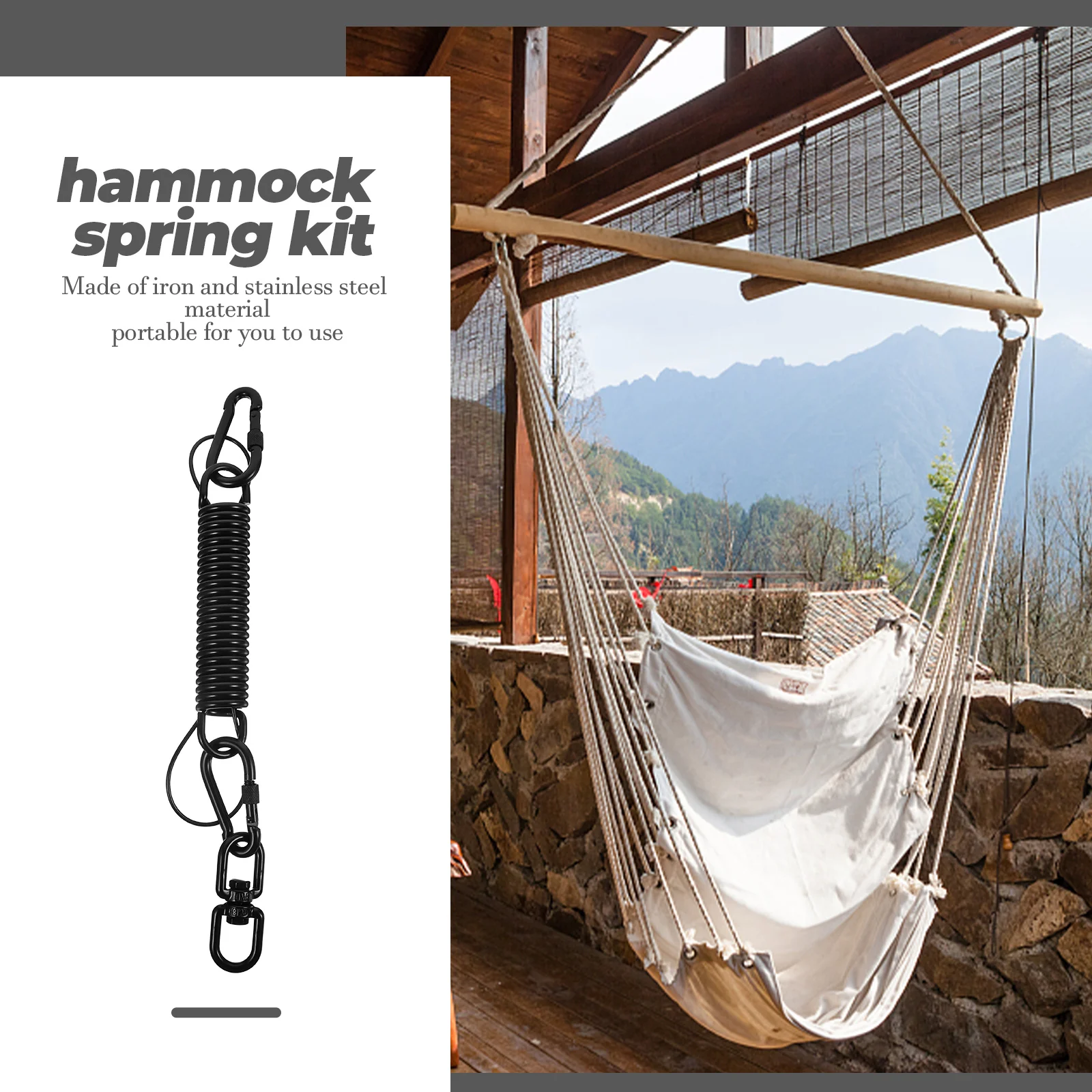 

Heavyduty Swing Spring Hammock Chair Hanging Kit Durable Iron Stainless Steel Outdoor Swing Porch Sandbag Fixing Tool