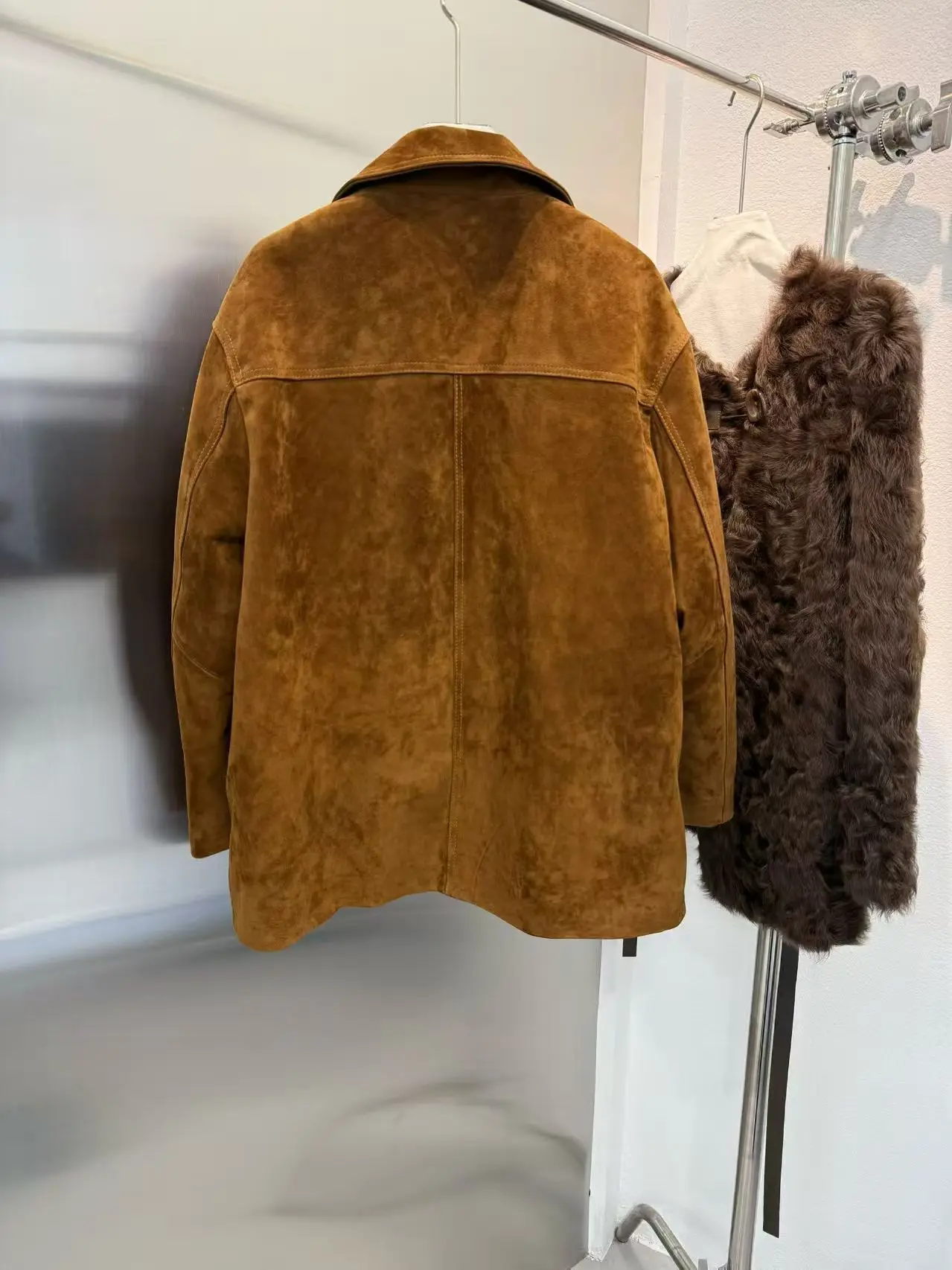 Giacche in pelle scamosciata per bambini per donna 2025 Nuova moda coreana Cappotti in vera pelle stile casual allentato Capispalla