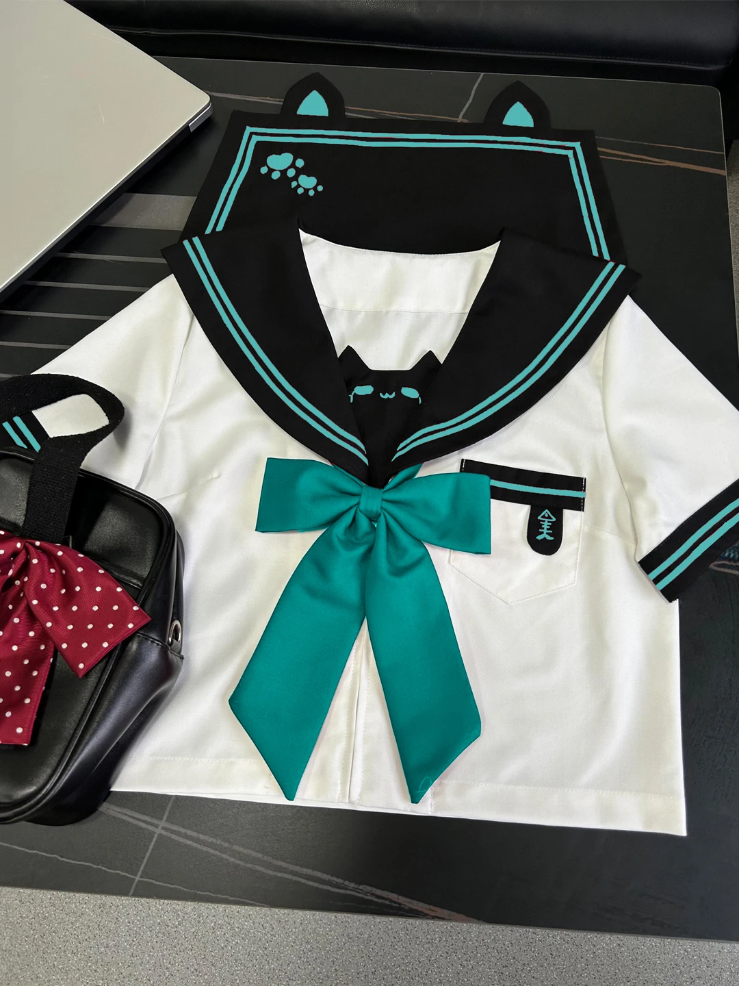 

Mint Green Basic JK Uniform Set Three-Button Magic Meow Sailor Suit Cute School Uniforms Campus Japanese Style Short Sleeve S...