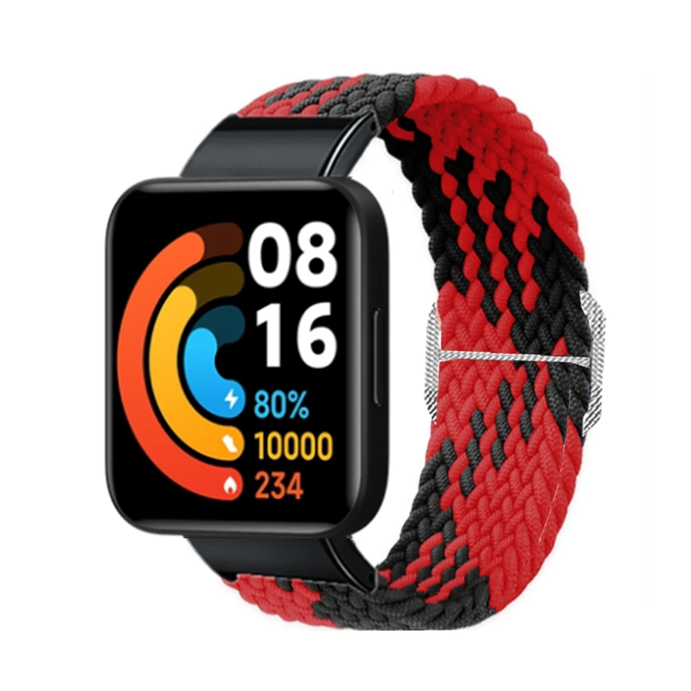 Bracelet en Nylon pour montre Redmi Watch 2 Lite, Joint métallique tressé de haute qualité, tissage élastique, Bracelet en Silicone pour montre intelligente