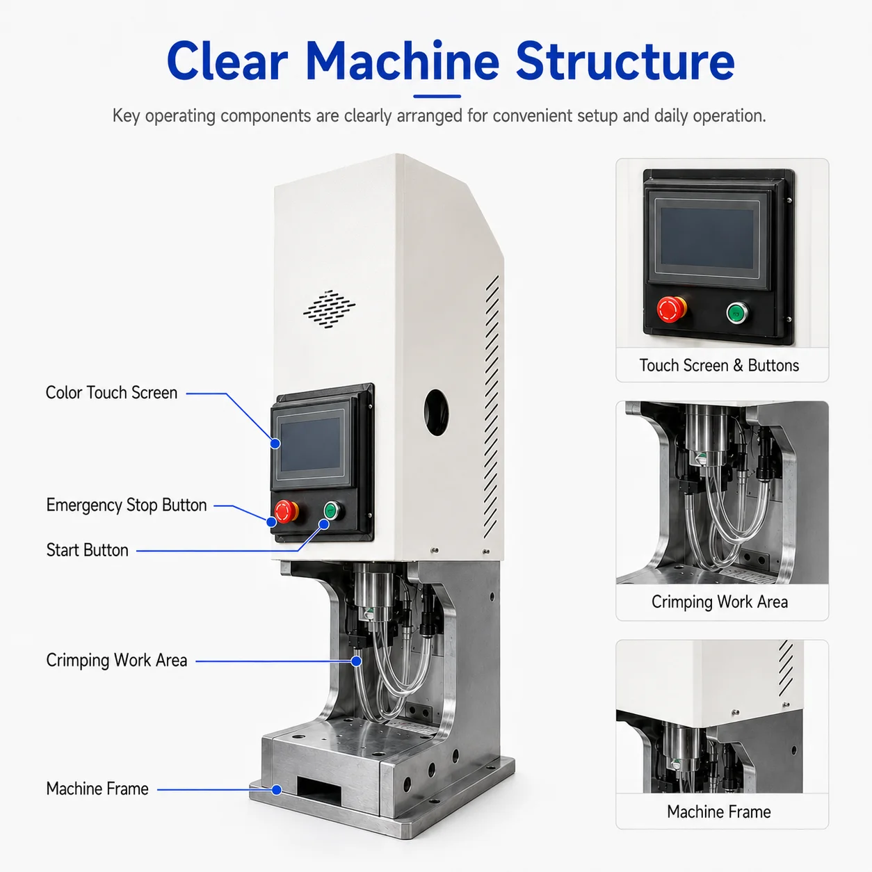 SQ-YYJ20 20T Hydraulic Terminal Crimping Machine 2.5-180 Sq Mm Touch Screen 4 Dies For Cable Lug Heavy Crimping