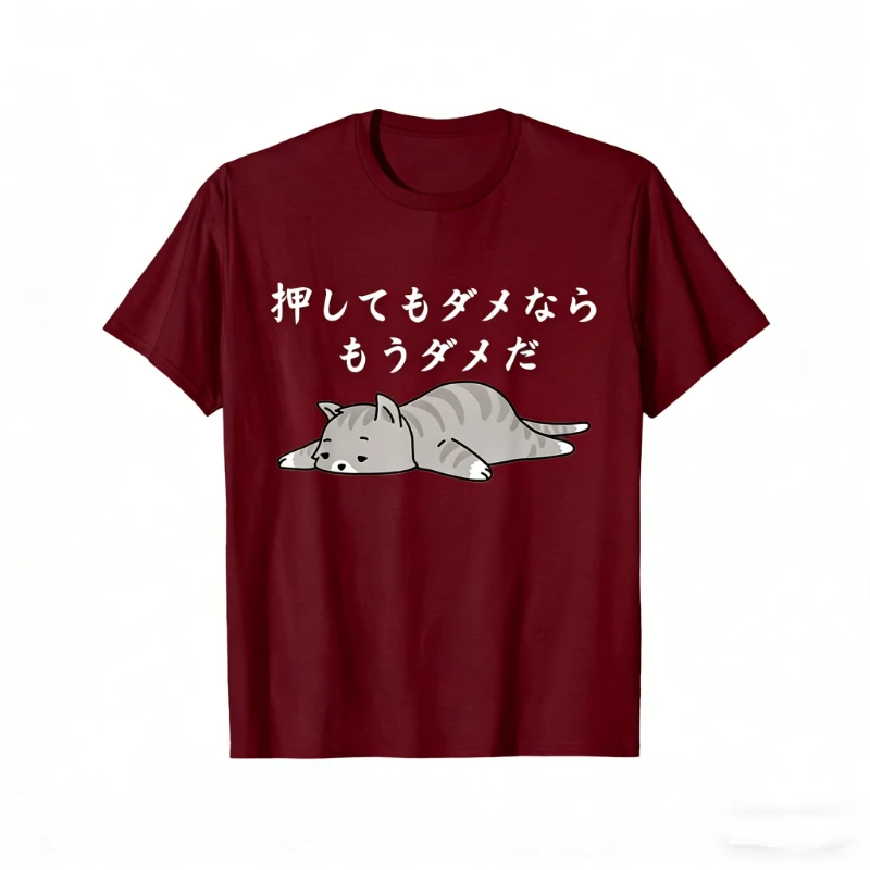 Cat Lover's Design Short Sleeve If Pushing Doesn't Work It's Hopeless Joke Proverb Idiom Joke Gag Punchline Cat Funny T-Shirt view 5