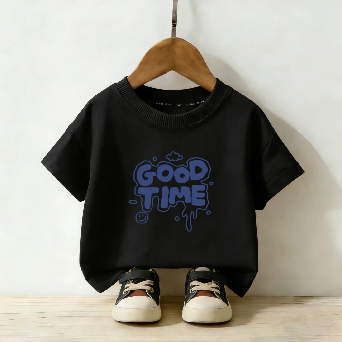 GOOD TIME Letter Printed Super Beautiful Top Summer Children's Thin Top Daily Parent Child Outing T-shirt