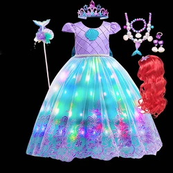 Girls Ball Gown LED Light Up Dress for Birthday Party Mermaid Dresses Costume Luxury Princess Carnival Cosplay Outfits Ball Gown