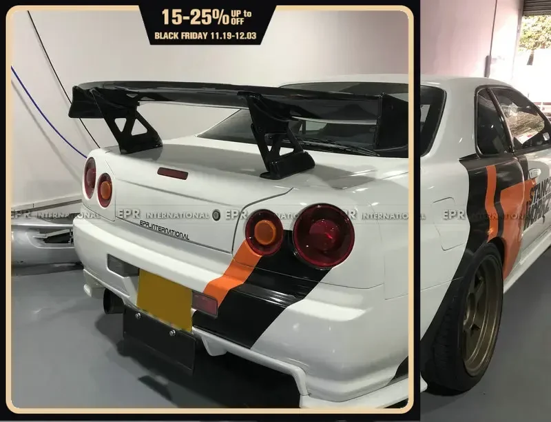 

FRP автомобильный Стайлинг для Nissan GTR Skyline R34 TS стиль волокно стекло задний спойлер GT крыло губы аэро тюнинг Bodykit