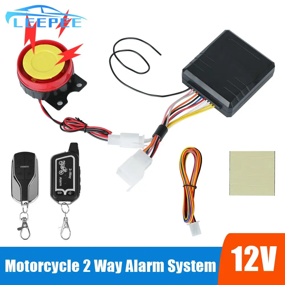 

125dB Anti-theft Protection E-bike Scooter Motorbike Security System 12V Universal Motorcycle 2 Way Alarm System Remote Control