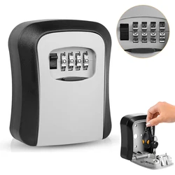 Wall Mount Key Lock Box 4 Digit Password Code Security Lock No Key for Home Office Key Safe Secret Storage Box Organizer