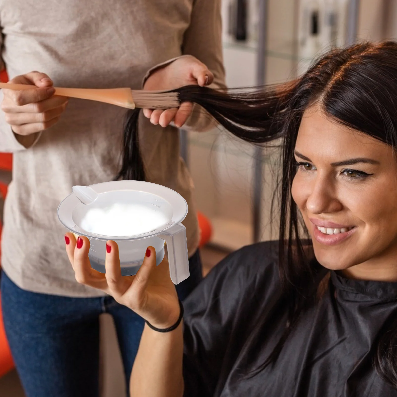 Ciotole in plastica di grado professionale da 3 pezzi con manico confortevole per progetti di tinture per capelli fai-da-te