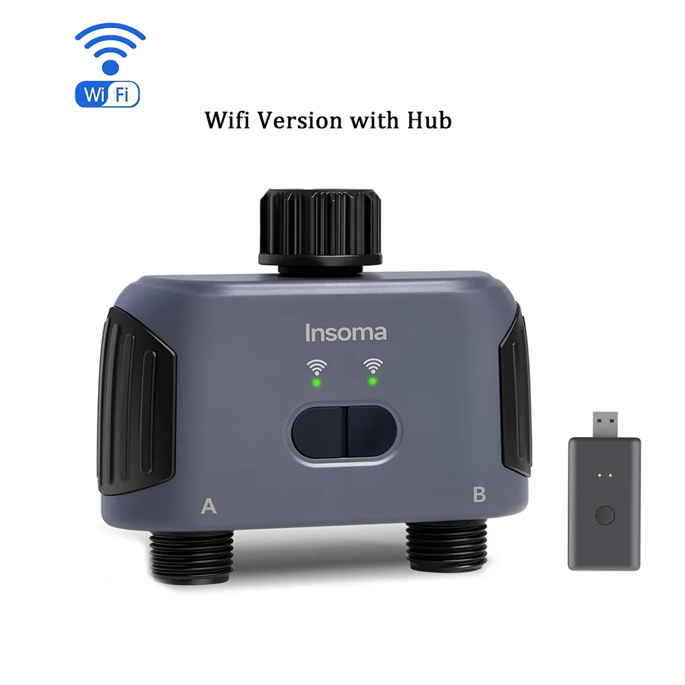 Insoma Automatische Water Timer Zigbee Wifi 2-Outlet Tuinirrigatie Watering Systeem Sprinkler Programmeur Gereedschap ondersteuning Alexa