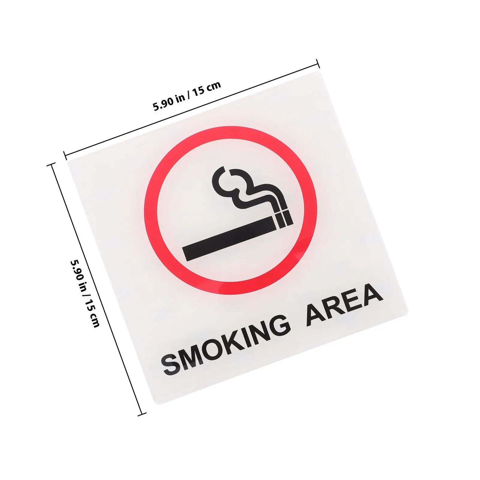 Smoking Area Sign Clear Identification Self Adhesive Waterproof Plastic Sign for Business Public Space Restaurant School