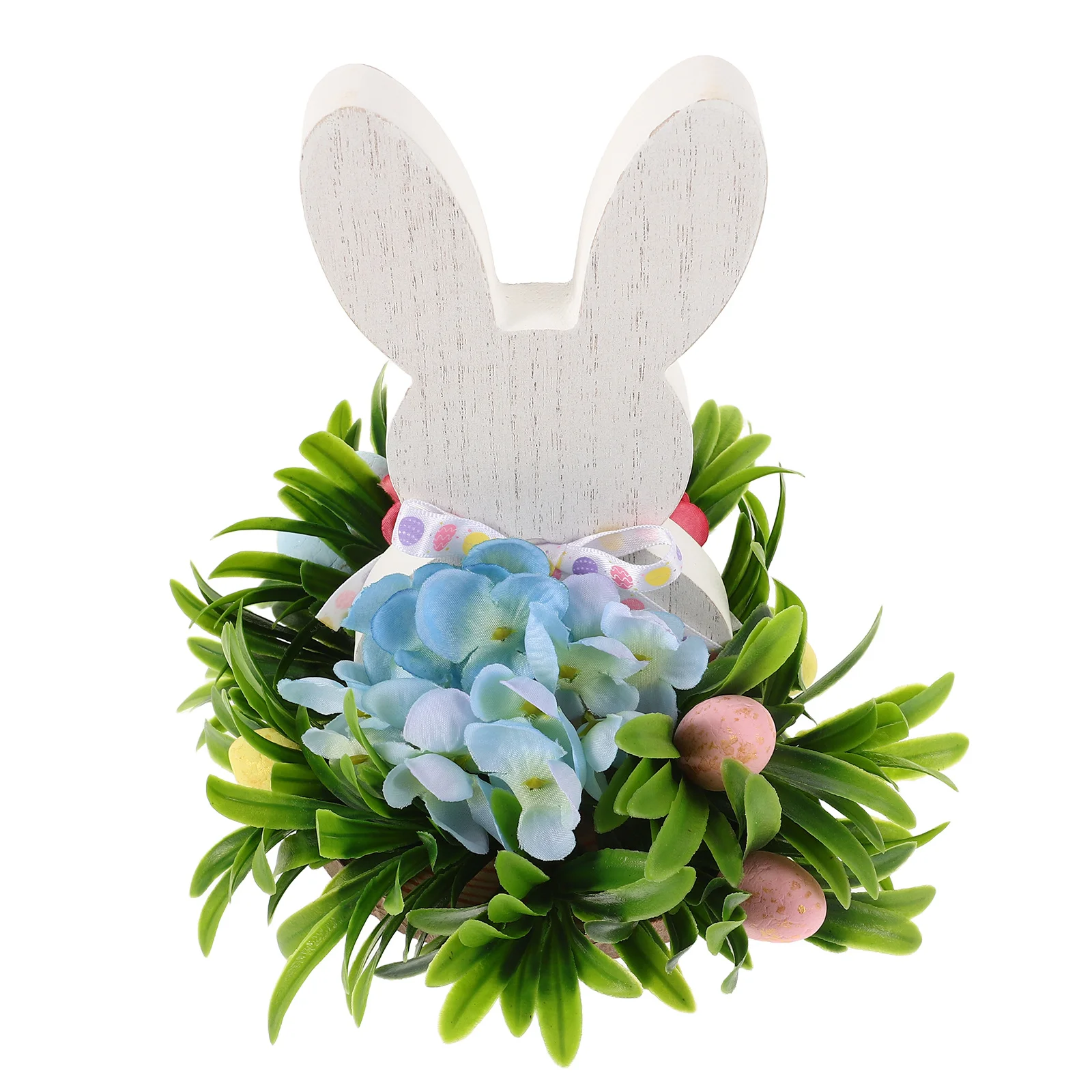 

Wooden Bunny Easter Tabletop Decoration Bunny Egg Flower Cute Farmhouse Charm Desk Accessories Cute