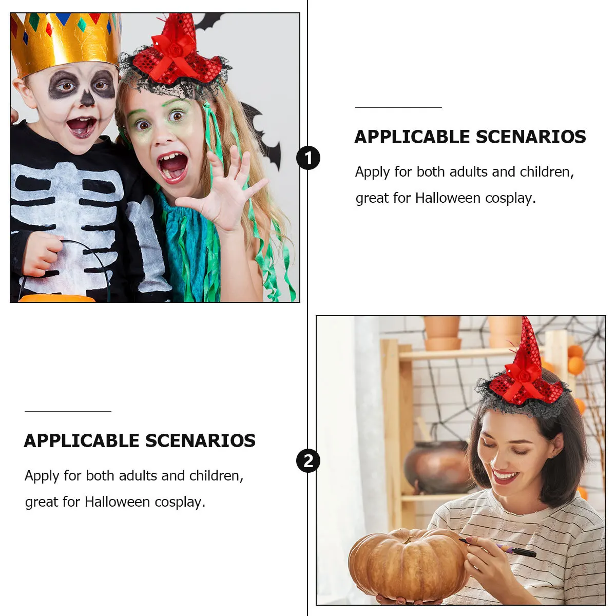 

Party Witch Hat Halloween Cosplay Accessory Lolita Sequin Hair Headdress Masquerade Costume Headband Sparkle Lace Cloth Decor