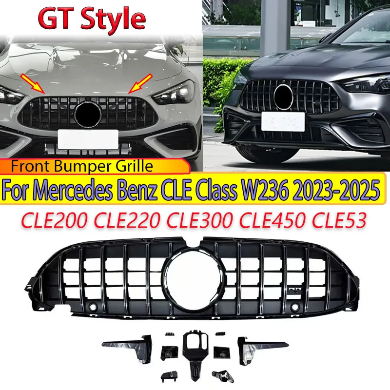 GT Style 2023+ for Mercedes Benz CLE Class W236 CLE200 CLE220 CLE300 CLE450 CLE53 Front Bumper Grille Inlet Radiator Mesh Grills