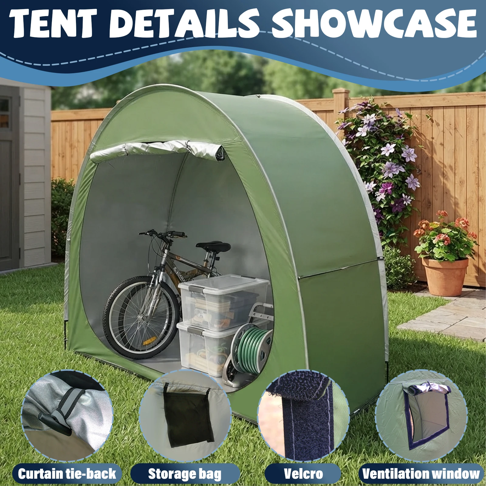 Portable Thickened Oxford Cloth Bike Shelter Private Travel Tent for Outdoor Hiking Cycling Camping And Travel
