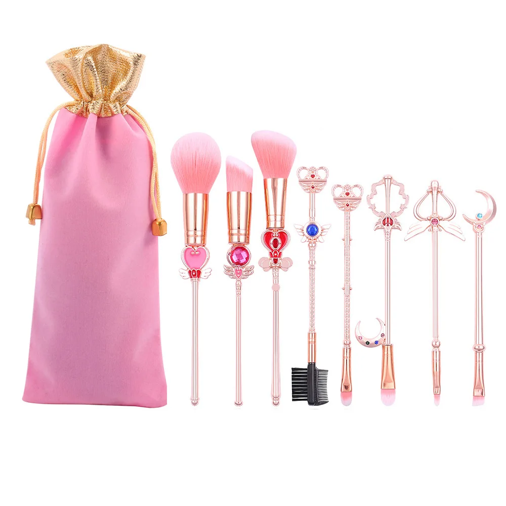 8pcs/set Makeup Brushes Kit Cartoon Sailor Moon Anime Magic Wand Prop Accessories Lip Blush Eyeshadow Women Make Up Beauty Toll