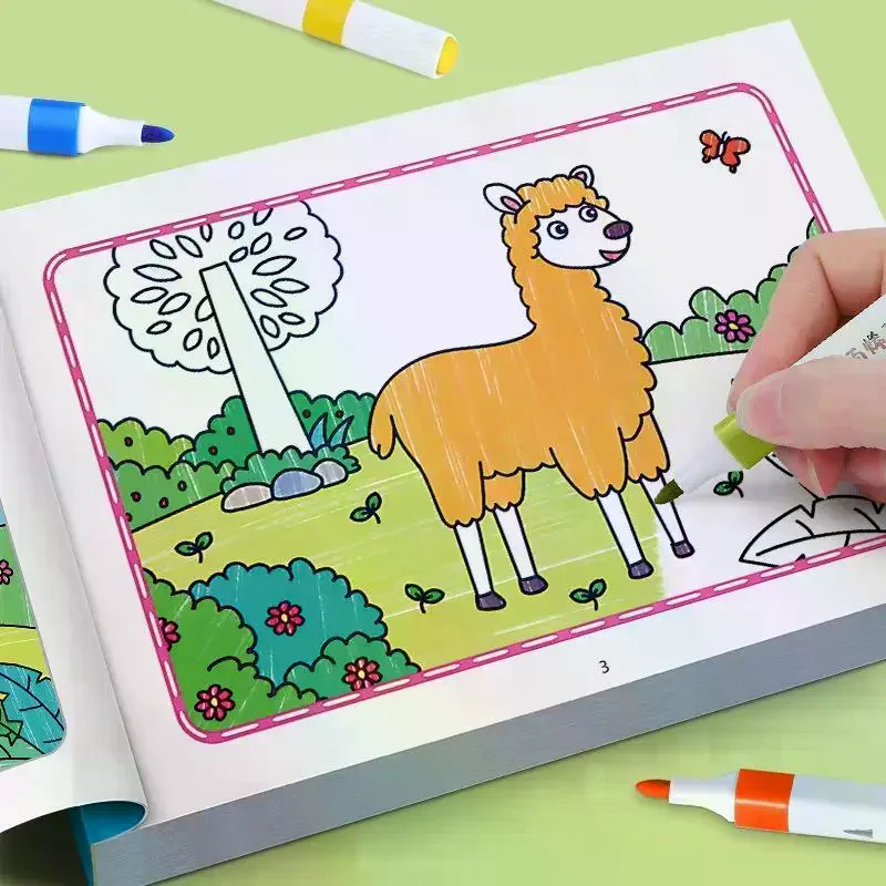 Children's Coloring Books, Animal Theme Early Education Drawing Toy Notebook for Kids