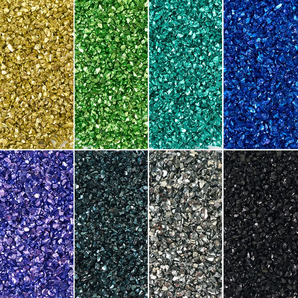 8 Bags Electroplate Glass No Hole Beads AB Color Plated Glitter Chips for Nail Art Resin Craft Wishing Ball Making Supplies