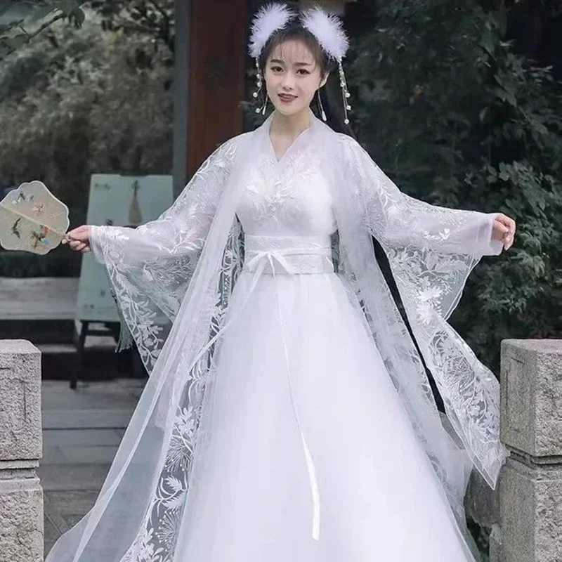 

Traditional Hanfu Evening Dress Women, Embroidery Dress, Guang Sleeve, Spring Summer Dress, Original Gown, Dance Banquet Suit