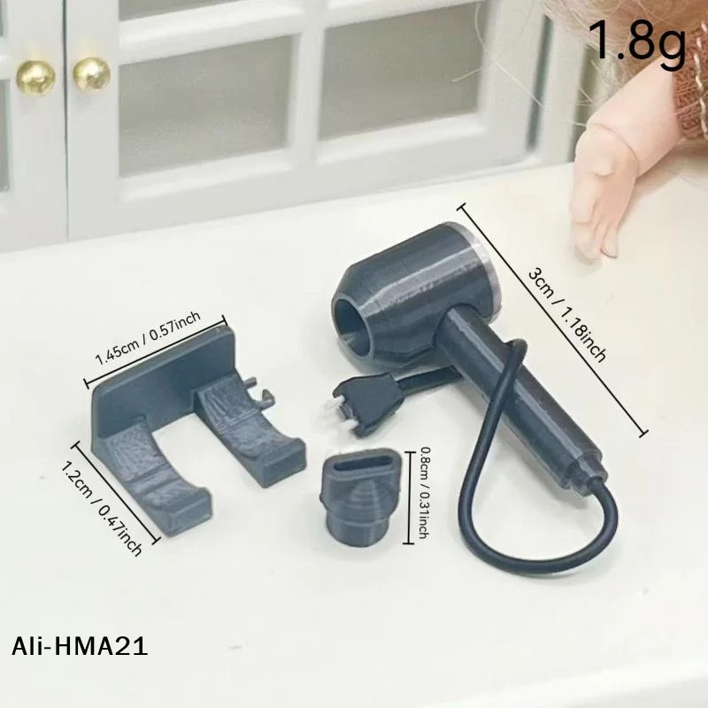 Miniature Wall-mounted Hair Dryer Ornament 1/12 Dollhouse Hair Dryer Model Dollhouse Bedroom Furniture Decor Pretend Play Toys