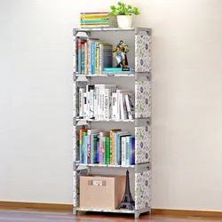 4 Layer Storage Shelf Simple Bookcase Organizers with Steel Tubes Modern Student Floor Bookshelf Sundry Racks Small Garment Clos