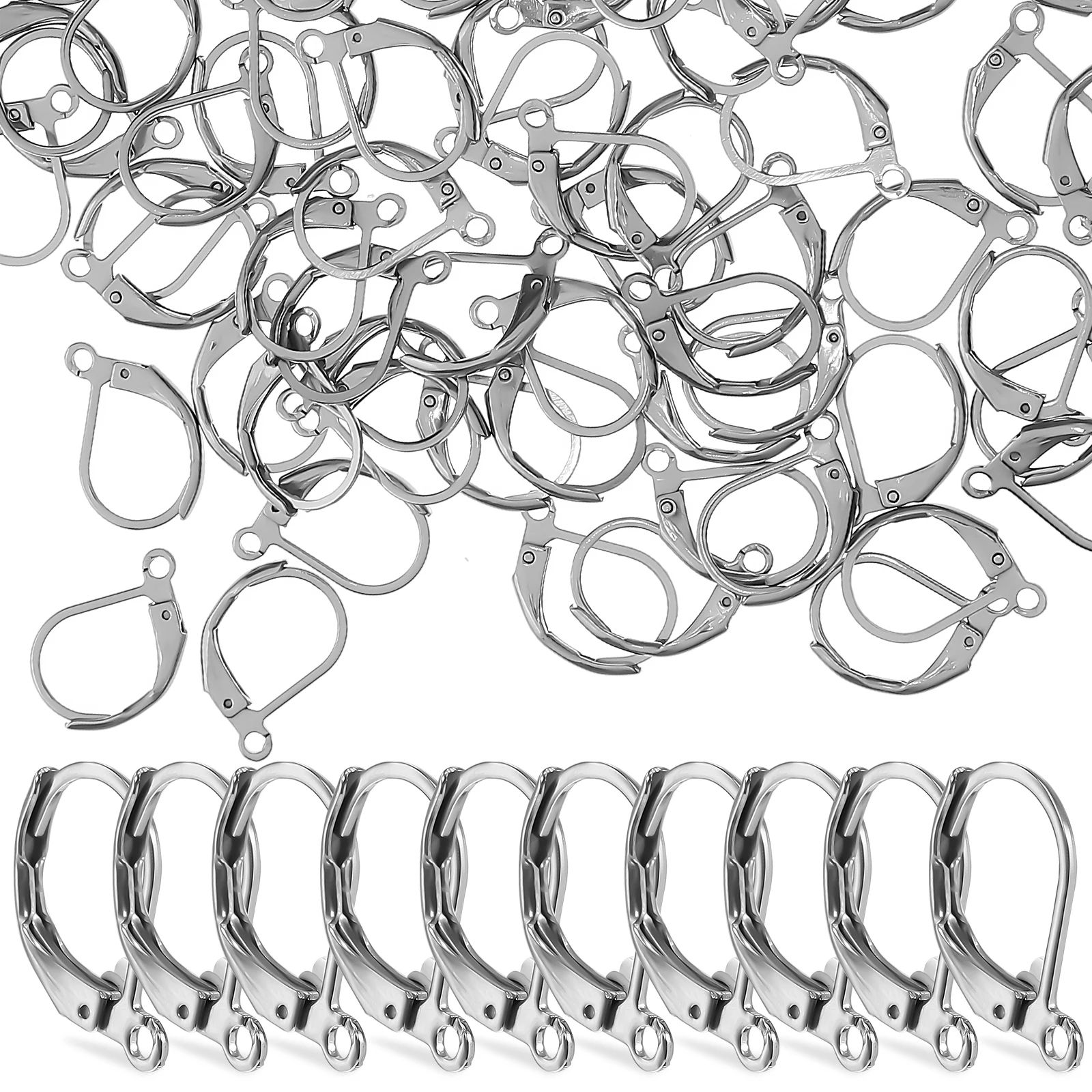 

100 Pcs Stainless Steel Ear Buckles French Earring Hooks Large Opening Lever Clasp Non Allergy Antifade Jewelry Making Supplies