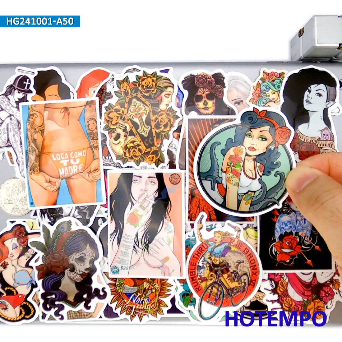 20/30/50PCS Tattoo Girls Stickers Sexy Princess Beauty Retro Decals for Laptop Luggage Journal Motorcycle Car Bike Phone Sticker