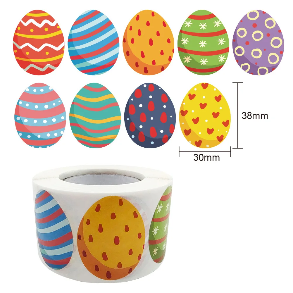 

500 Pcs Easter Egg Stickers Adorable Theme Gift Sealing Cake Packaging C Party Accessories Safe Eco Friendly Printing