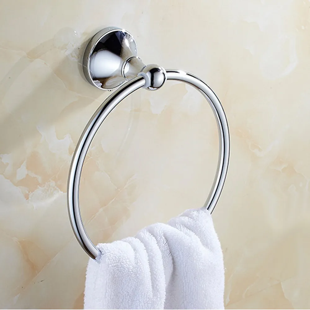 Polished Chrome Brass Wall Mounted Bathroom Towel Ring Rack Holder Bathroom Accessory aba939