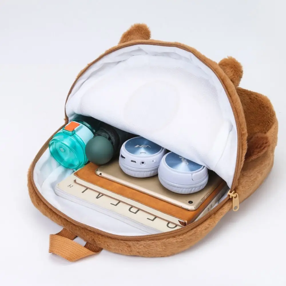 Animals Capybara Plush Backpack Plush Doll Bag Large Capacity Cartoon Shoulder Bag Zipper Shoulder Bag Students School Bag