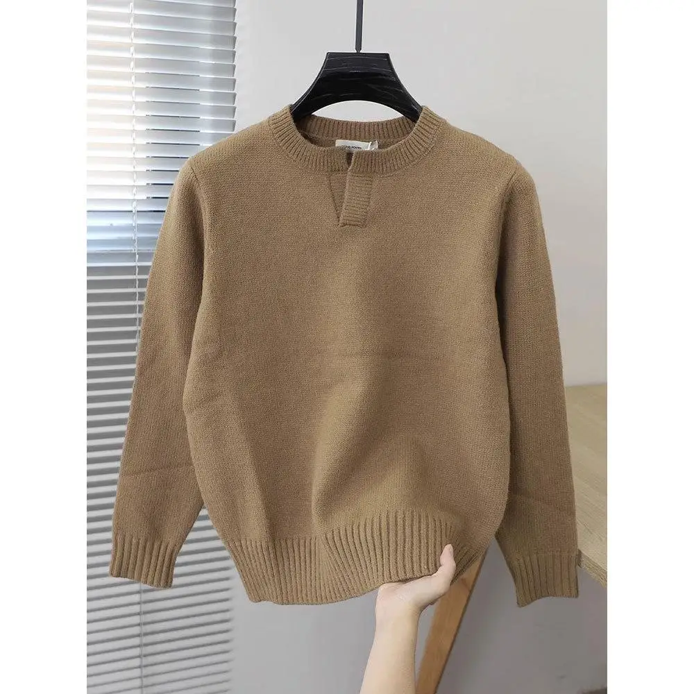 

Pure Color Men's Pullover Sweater round Ne Long Sve Polyester Fiber Casual Knitted irt Youth Faion Non-deformable