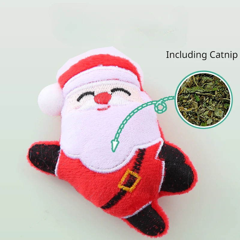 Christmas Series Cat Self-excited Catnip Toy Plush+cotton Wool+cat Mint Cat Christmas Toys Cat Juggling Toys Home Pet Supplies