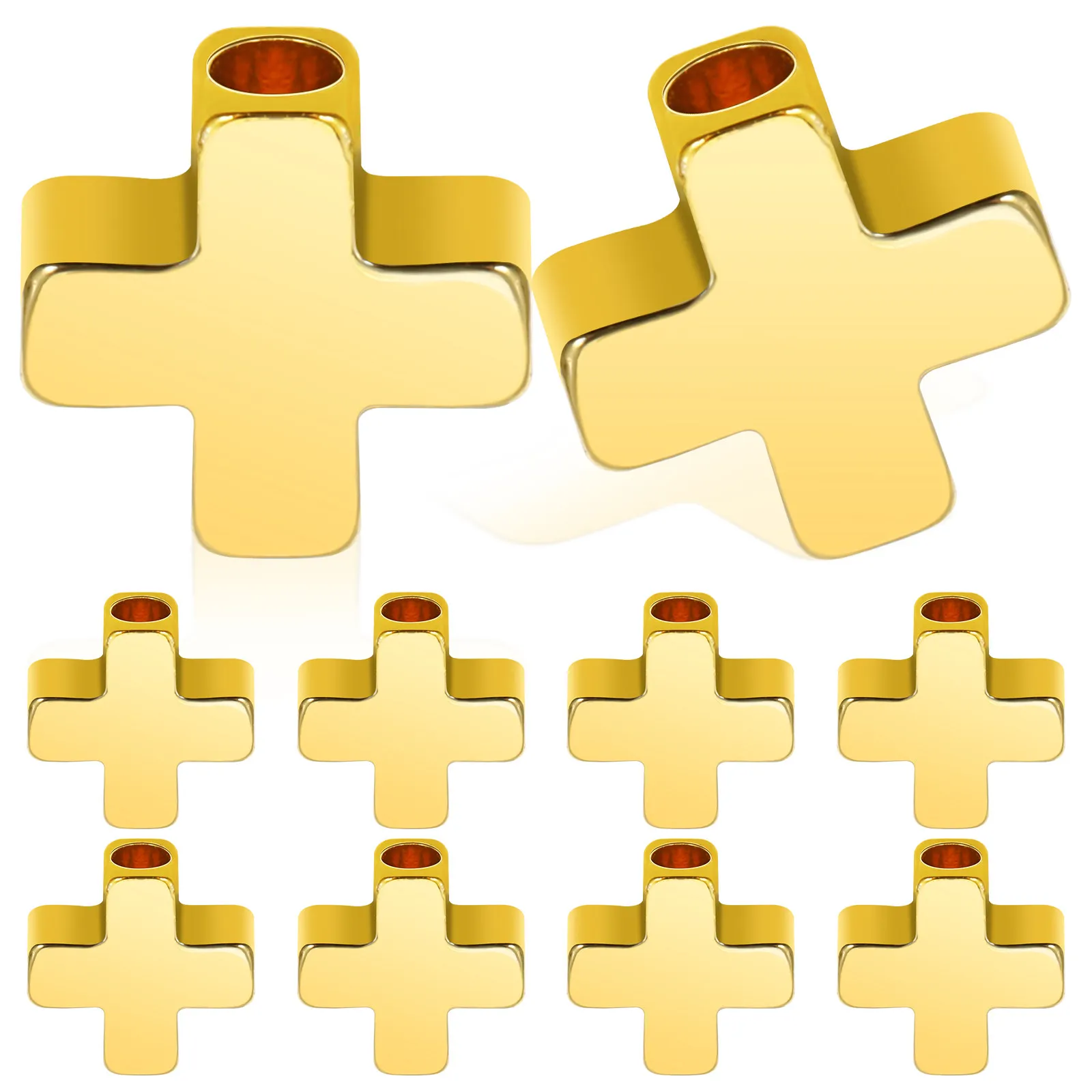

40 шт. позолоченных бусин-разделителей в форме креста для изготовления ювелирных изделий, ожерелий, браслетов, аксессуаров ручной работы, бисерных украшений