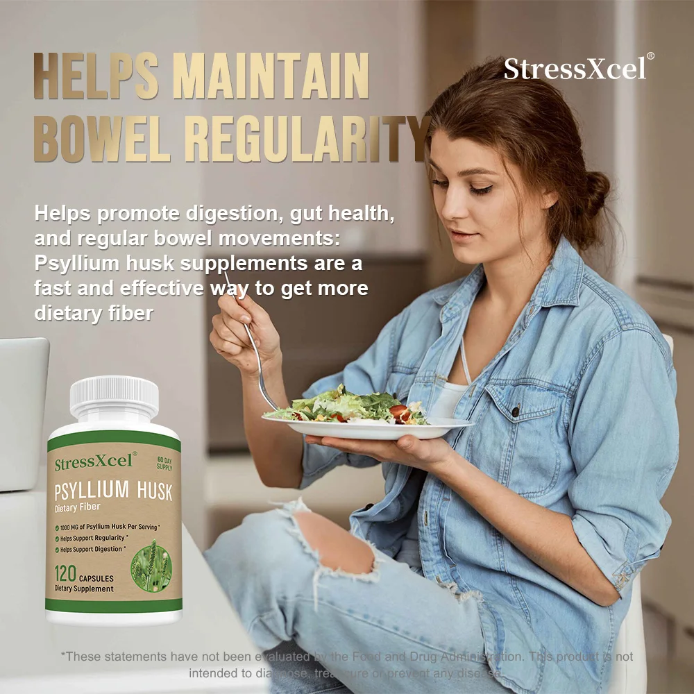Cápsulas de casca de Psyllium – Suprimir o apetite, apoiar a gestão de peso, benefícios para saúde intestinal e digestão e desintoxicar