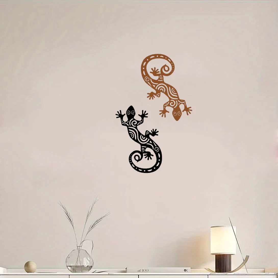 Adorable 1pc Metal Gecko Wall Decor – Cute for Your Walls. Lovely 3D Lizard Art. Stylish Metal Wall Decor Sculptures