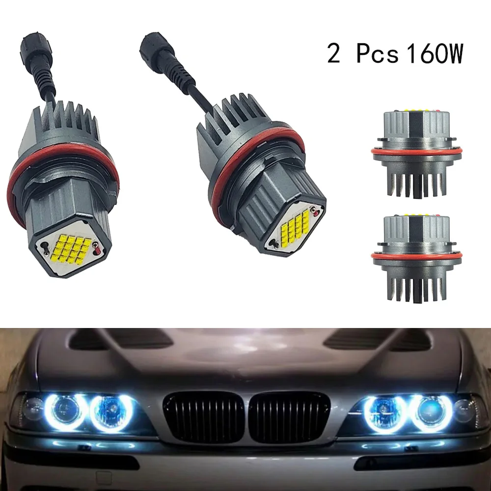 2PCS LED Angel Eyes Halo Ring Marker Light White Bulb For BMW 1 5 6 7 Series X3 X5 E39 E53 E60 E63 E64 E65 E66 E83 E87 6000K