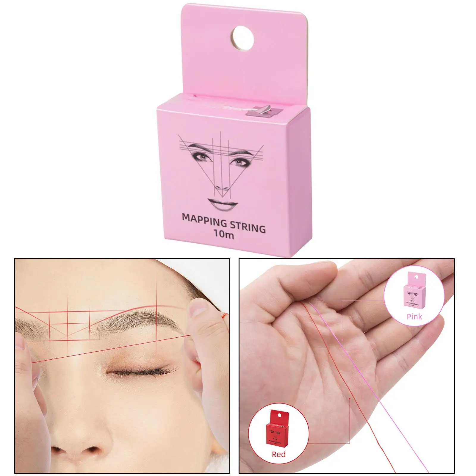 Augenbrauen-Mapping-Schnur, voreingefärbter, wiederverwendbarer Baumwollfaden-Marker mit Sticklineal für Brow Definition Tattoo Design