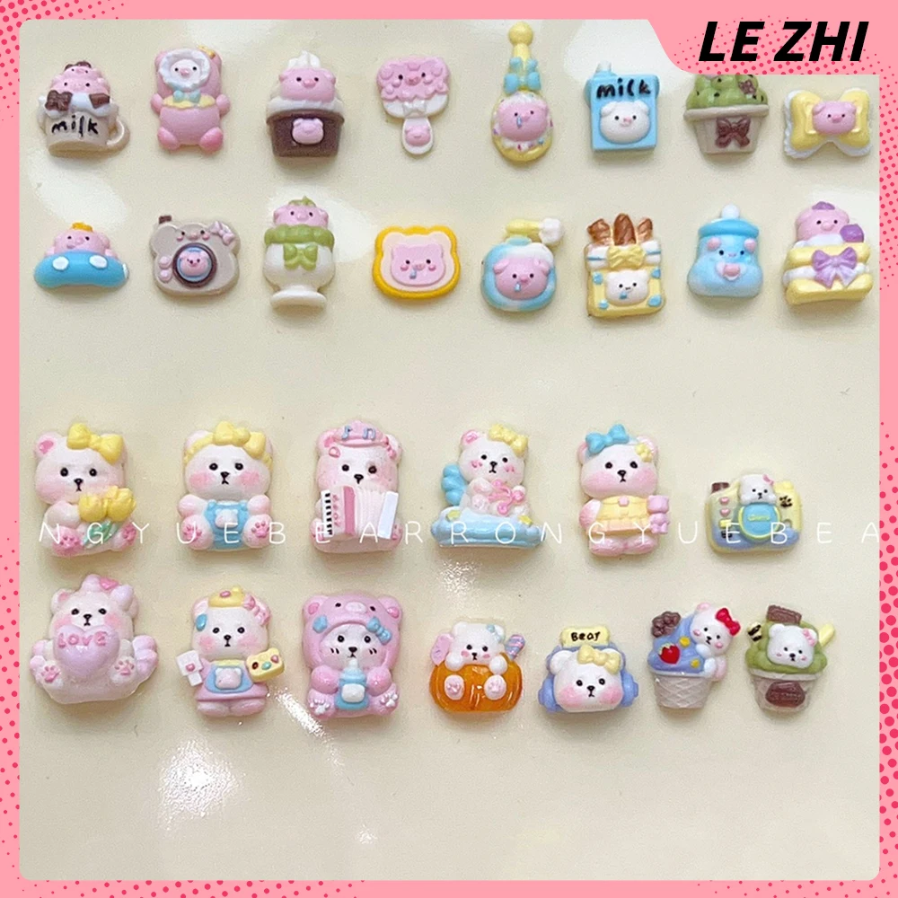 لطيف الكرتون الدب خنزير ثلاثية الأبعاد الاكريليك مسمار الفن قالب ديكورا Diy تصميم سيليكون الأكورديون زجاجة رضاعة للأطفال كاميرا الحب الحليب الخبز مسمار قالب